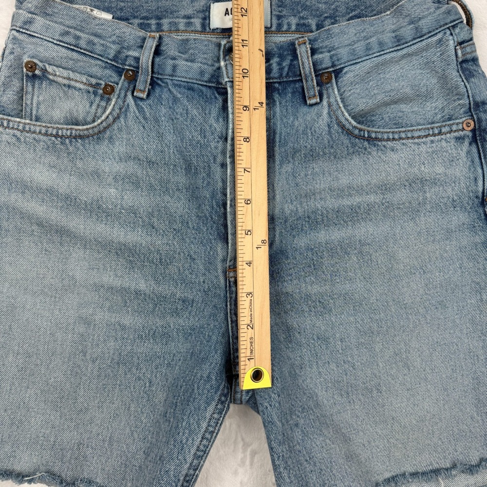 AGOLDE Rumi High Rise Denim Shorts 27 Bermuda Raw Hem Coastal - Picture 8 of 9